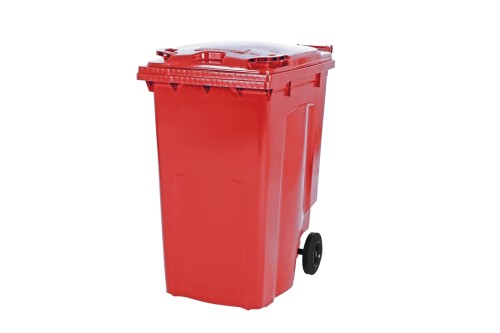 SARO 2 Rad Müllgroßbehälter 240 Liter -rot- Modell MBG240RO Made in Europe - Müllgroßbehälter mit scharnierendem Flachdeckel gemäß EN 840 -
