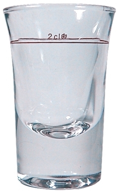 Schnapsglas DUBLINO Inhalt 3,4 cl Füllstrich 2 cl / Rotring Höhe 70 mm - Durchmesser 45 mm