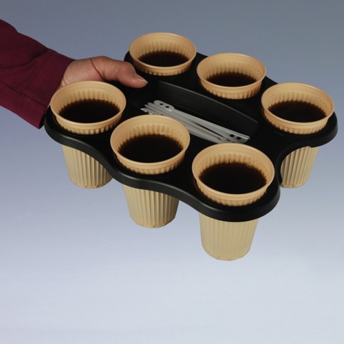 3 Becher-Trays, PS 22,4 cm x 24,4 cm x 2,4 cm schwarz für 6 Becher von Starpak