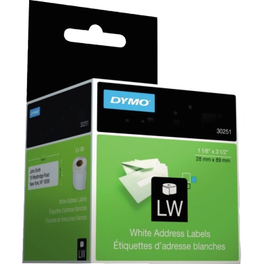 DYMO® Adressetikett LW 89 x 28 mm (B x H) Papier weiß 130 Etik./Rl. 2 x 130 Etik./Pack.