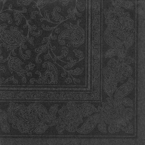 20 Servietten "ROYAL Collection" 1/4-Falz 40 cm x 40 cm schwarz "Ornaments" von PAPSTAR