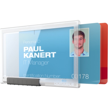 DURABLE Ausweishalter PUSHBOX DUO 87 x 54 mm (B x H) Kunststoff transparent 10 St./Pack.