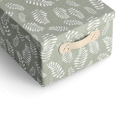 Aufbewahrungsbox "Leaves", Baumwolle/Polyester / Maße: 36x26x16,5 cm klappbar, grün