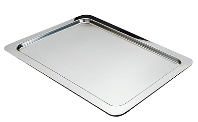 GN 1/1 Tablett -PROFI-LINE- 53 x 32,5 cm, H: 1 cm 18/10 Edelstahl poliert glatter, schmaler Rand Materialdicke o,8 mm