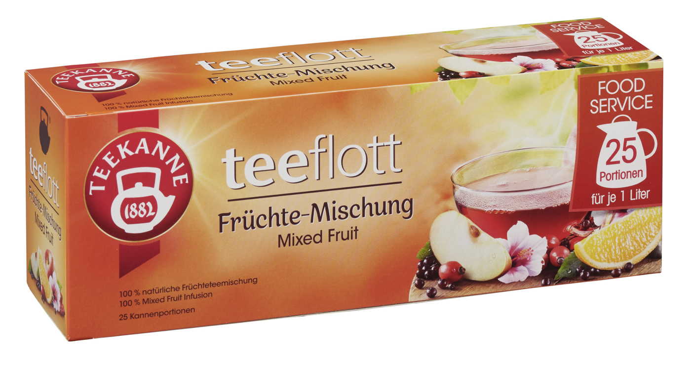 Teeflott Früchtetee, Kannenbeutel für je 1 Liter, Inhalt: 25 Beutel.
