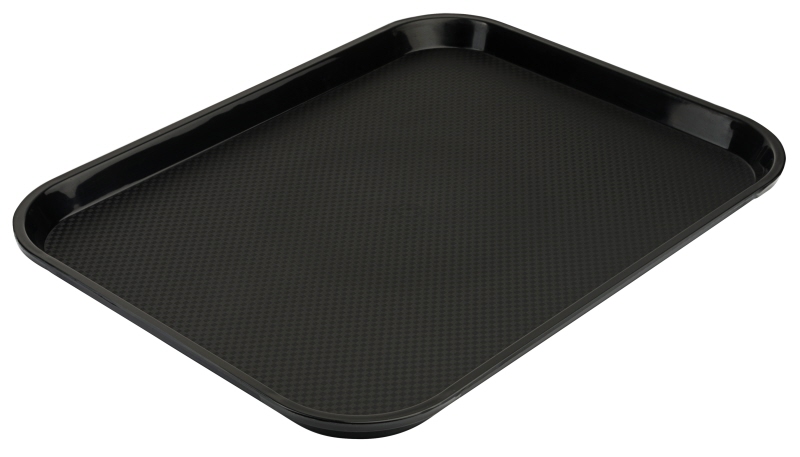 Fast Food Tablett 35cm x 26,5 cm schwarz - aus Polypropylen, mit Stapelnocken.