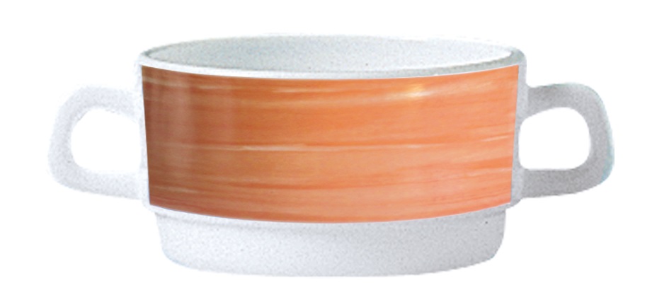 Suppenobertasse 32 cl stapelbar aus Opalglas Form BRUSH - Orange von Arcoroc