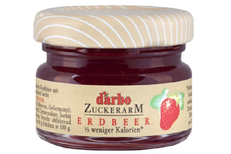 Darbo Erdbeer Konfitüre zuckerarm, im Miniglas à 28 g, Inhalt: 60 St. pro Karton