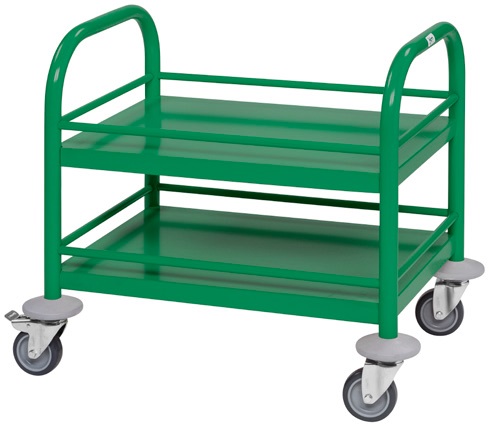 Mini-/ Kinder-Servierwagen TINY mit 2 Böden aus Edelstahl, Grün 530 x 375 x 550mm, Traglast 80kg
