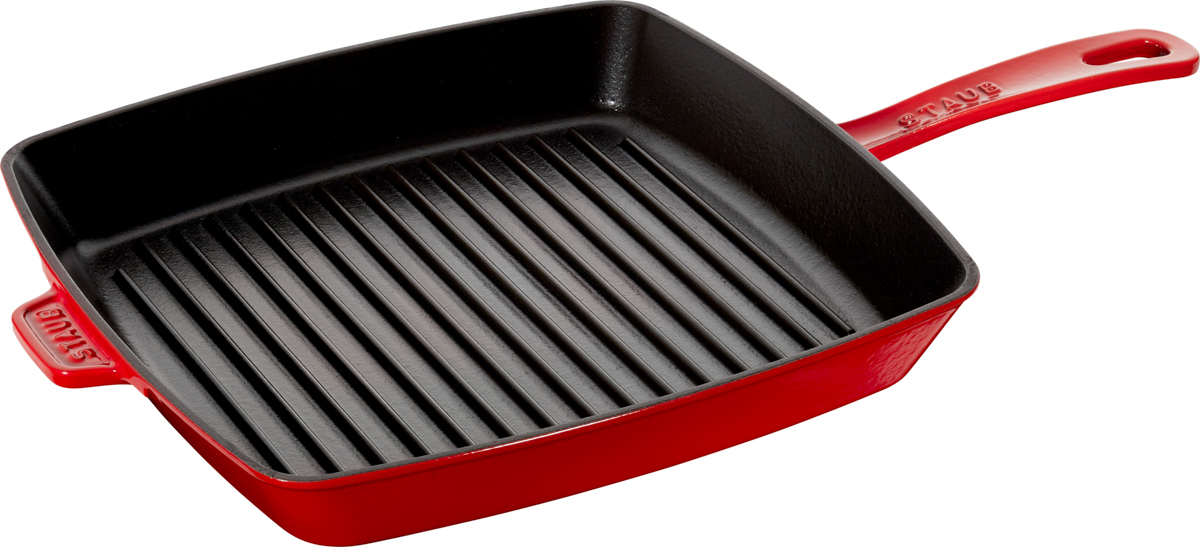 American Grill, 30 cm, quadratisch, Gusseisen, Kirsch-Rot, Serie: Grill Pans. Marke: Staub
