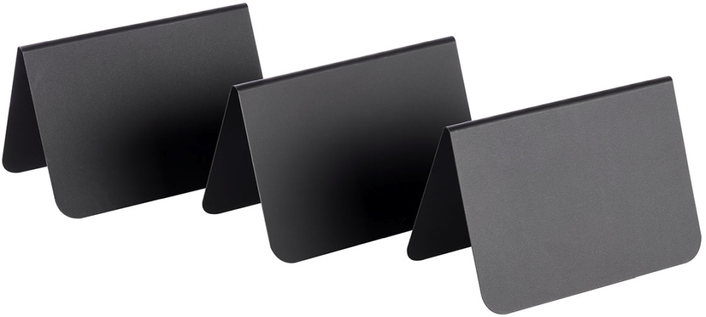Tischaufsteller, 10er Set 10,5 x 6 cm, H: 6,5 cm PVC, schwarz Ecken abgerundet Farbe: Schwarz