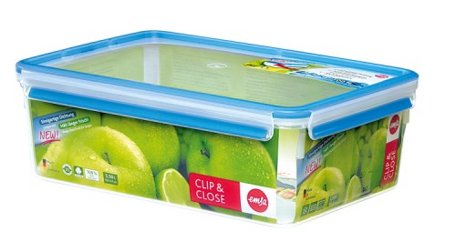 Emsa CLIP & CLOSE Frischhaltedose, rechteckig, Maße: 32,7 x 22,7 x 11,1 cm, Inhalt: 5,5 Liter, Material: Kunststoff, mit Soft-Touch-Clips