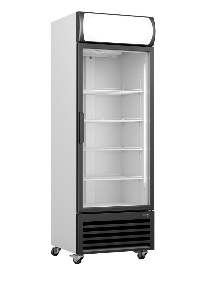 Kühlschrank GTK 370 mit Glastür und Werbetafel, Breite 610mm, Tiefe 610mm, Höhe 193mm,