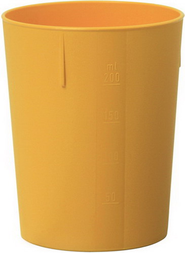 WACA Trinkbecher FUN aus Polypropylen, in gelb. Kapazität: 0,25 l. Durchmesser: 7,4 cm.