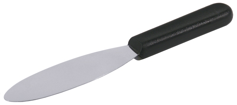 Aufstrichmesser aus flexiblem Edelstahl 18/0, hochglänzend, mit schwarzem ABS-Griff, mit glatter Klinge zum gleichmäßigen Aufstreichen