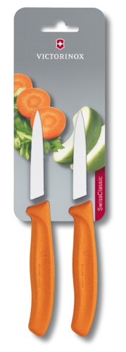 Victorinox Gemüsemesser SwissClassic, orange, 2 Stück auf Blister, 8 cm