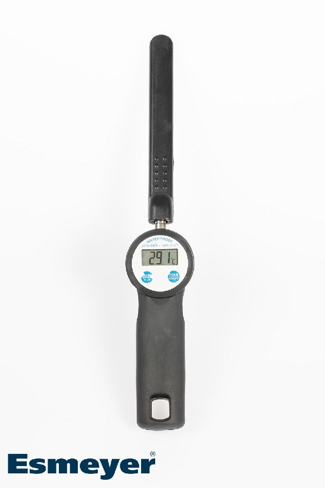 Digitales Einstechthermometer, -50 bis +300°C, wasserdicht, Softtouch-Griff. Edelstahlsonde 12cm. Inkl. Batterie. Gesamt5x29cm. Sonde mit Hülle.