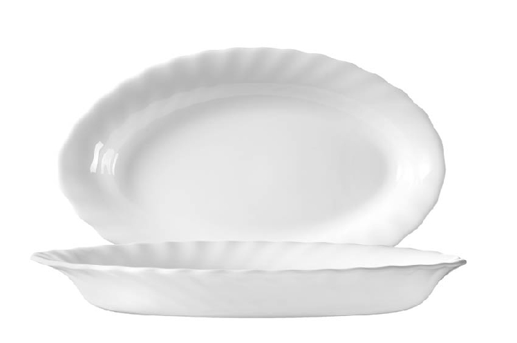 Beilageschale oval Ø: 22 cm aus Hartglas - Form Trianon uni weiß - ARCOPAL