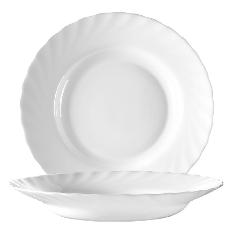 Suppenteller Ø: 22,5 cm aus Hartglas - Form Trianon uni weiß - ARCOPAL