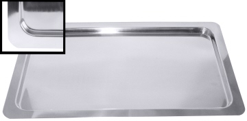 GN Tablett GN 1/1 aus Edelstahl 18/10, hochglänzend  Länge: 53 cm, Breite: 32,5 cm, Höhe: 1,5 cm, stapelbar