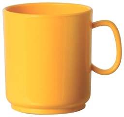 WACA Henkelbecher FUN aus Polypropylen, in gelb. Kapazität: 0,25 l. Durchmesser: 7 cm.