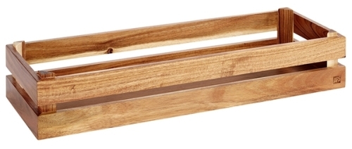 Holzbox -SUPERBOX- 55,5 x 18,5 cm, H: 10,5 cm Akazienholz passend zu GN 2/4 nicht spülmaschinengeeignet stapelbar Farbe: Braun