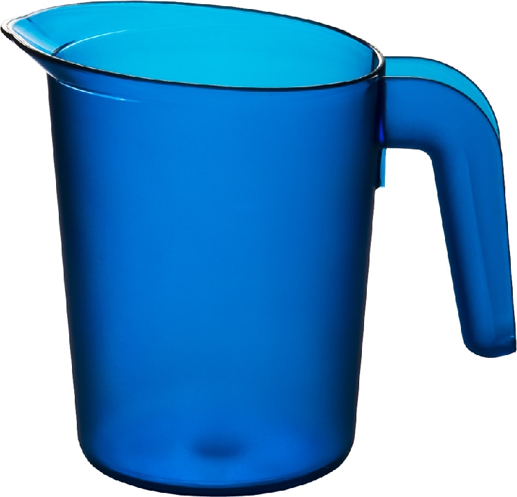 Roltex Saftkanne LUCY aus Polycarbonat in blau, Kapazität: 0,5 l, Höhe: 13,8 cm.