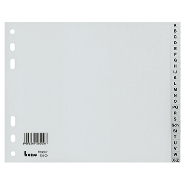 Bene A-Z Register DIN A4 Polypropylen grau 24 Registerblätter