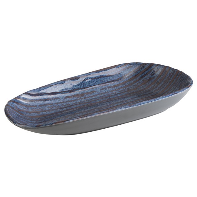 APS Schale -LOOPS-, 34 x 15,5 cm, H: 4 cm, Melamin, innen: Dekor, dunkelblau, außen: dunkelgrau 0,6 Liter