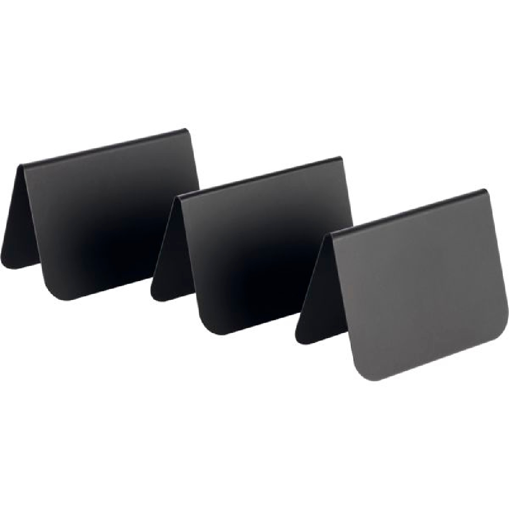 Tischaufsteller, 10er Set 7,5 x 3,5 cm, H: 5 cm PVC, schwarz Ecken abgerundet Farbe: Schwarz