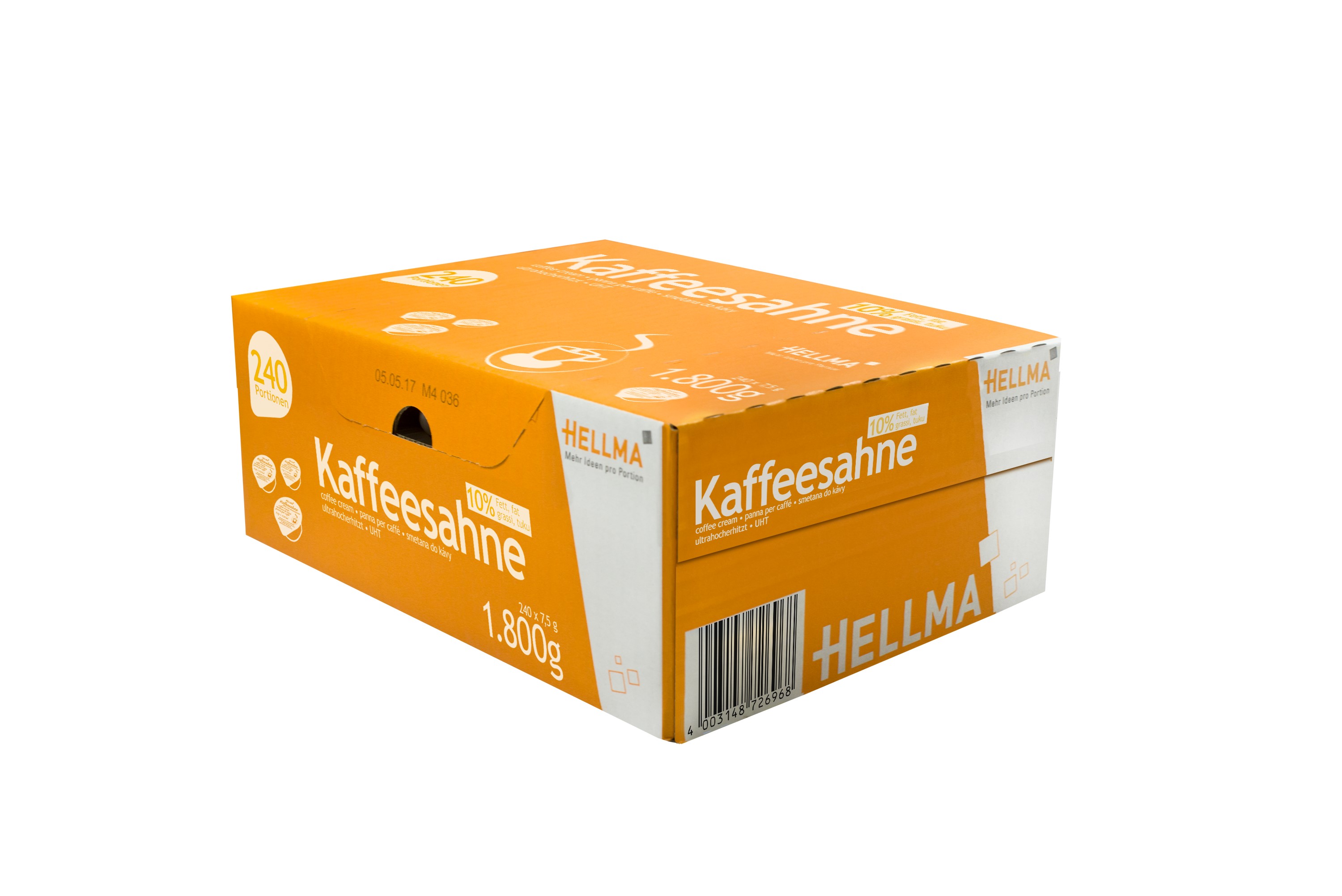 Hellma Kaffeesahne mit 10 % Fett, Inhalt: 240 Stück Portionspackungen/ Tassenpackungen á 7,5 g je Karton