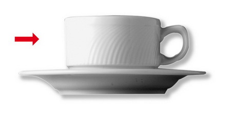 Kaffee-Obertasse - niedrige Form - Inhalt 0,18 ltr, Form SWING TIME - uni weiß - Höhe 5,8 cm -, ohne Untertasse