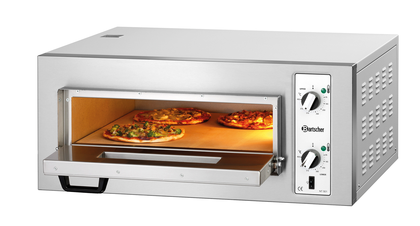 Bartscher Pizzaofen NT 501 | Spannung: 400 V | Maße: 80 x 75 x 360 cm. Gewicht: 44,6 kg
