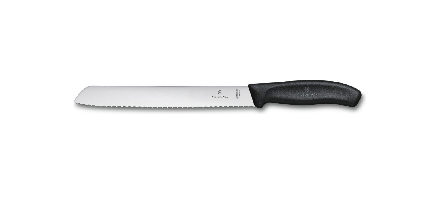 Brotmesser Victorinox SWISS CLASSIC, mit Wellenschliff, Länge: 21cm, Farbe: schwarz, Geschenkschachtel