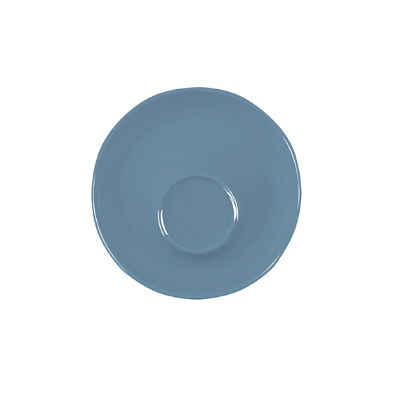 Untertasse 16 cm Spiegel außerzentrisch - Form:, Baristar - Dekor 79925 grau-blau - aus Porzellan., Hersteller: Eschenbach. "Made in