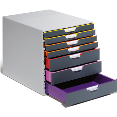 DURABLE Schubladenbox VARICOLOR® 7 DIN A4, DIN C4, Folio, Letter ABS Kunststoff Gehäusefarbe: grau Farbe der Schublade: mehrfarbig 7 Schubfächer
