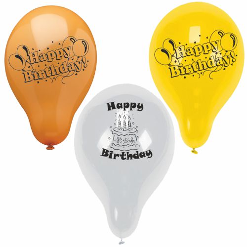 10 Luftballons Ø 22 cm farbig sortiert "Happy Birthday" von PAPSTAR
