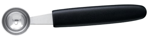 Kugelausstecher mit schwarzem, glasfaserverstärktem Polyamid-Griff, aus extra geschärftem, gehärtetem Edelstahl 18/0 für