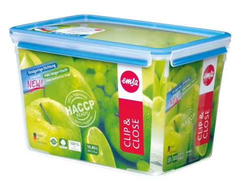 Emsa CLIP & CLOSE Frischhaltedose 10,6 Liter rechteckig Maxiformat - Clipbox - 100 % dicht - Qualität Made in Germany