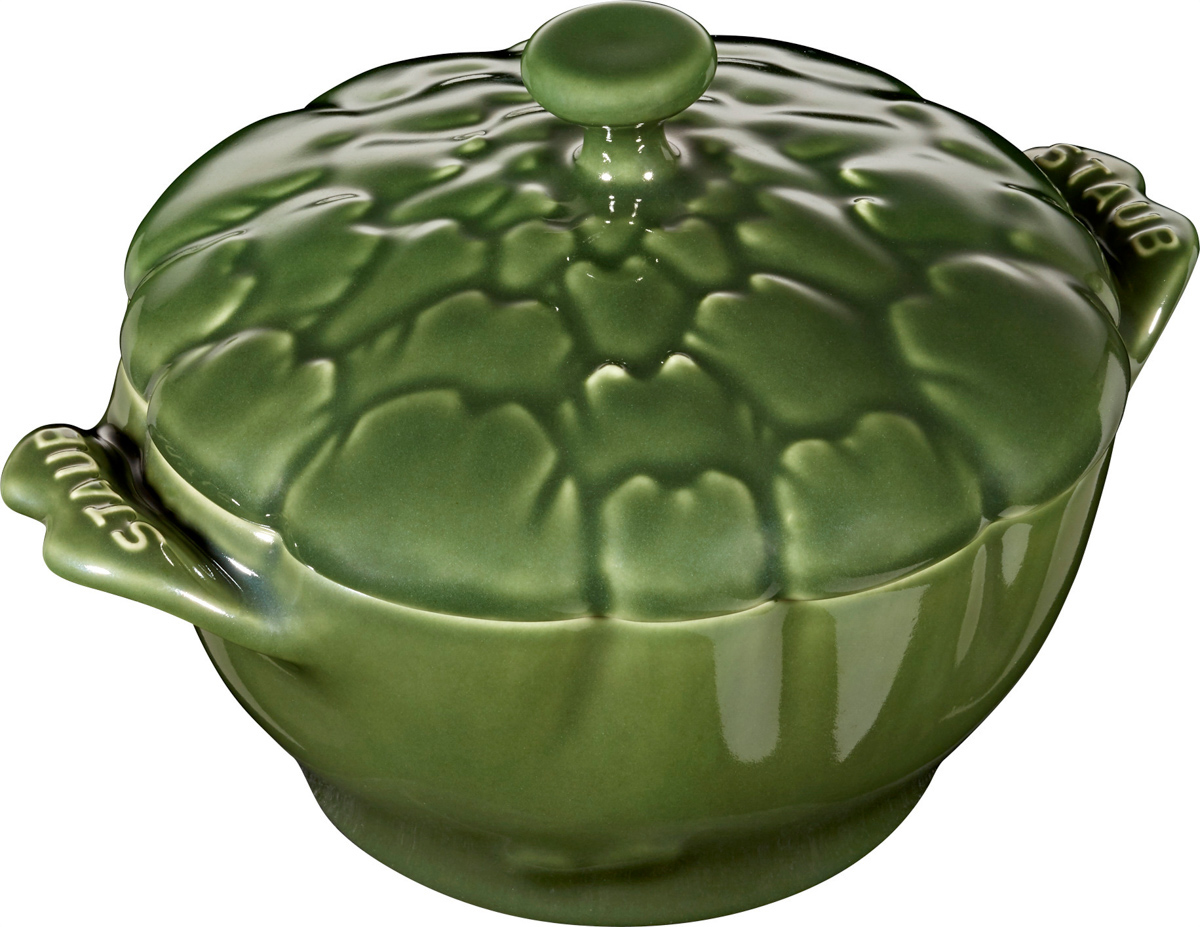 Cocotte, 13 cm, Basilikum-Grün, Artischocke, Keramik, Serie: Ceramique. Marke: Staub