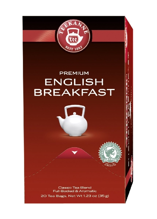 Teekanne Premium ENGLISH BREAKFAST, Inhalt: 20 Beutel à 1,75 Gramm, Klassischer, mittelstarker Schwarztee.