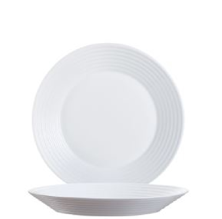 ARCOROC Suppenteller tief aus Hartglas - Form STAIRO uni weiß Durchmesser: 23,5 cm
