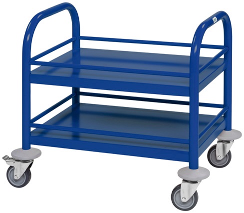 Mini-/ Kinder-Servierwagen TINY mit 2 Böden aus Edelstahl, Blau 530 x 375 x 550mm, Traglast 80kg