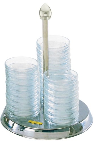 ELEGANCE Schälchenhalter Mini mit 30 Glasschälchen, Modell Edelstahl (Ø 60mm), Edelstahlhalter