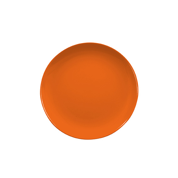 Teller flach coup 21 cm - Form: Baristar - Dekor, 79922 orange - aus Porzellan. Hersteller:, Eschenbach. "Made in Germany".