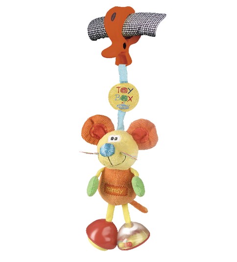 Playgro Maus Anhanger für Kinderwagen, Maus mit klappernden Füßen, ab 0 Monaten