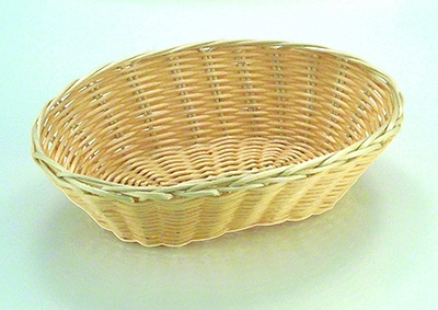 Brot- und Obstkorb, oval 23 x 15 cm, H: 6 cm Polypropylen, hellbeige -BASIC- spülmaschinengeeignet bruchsicher stapelbar