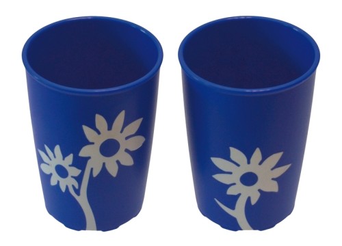 Ornamin Becher mit Antirutsch-Blume 820 blau/weiss 220ml