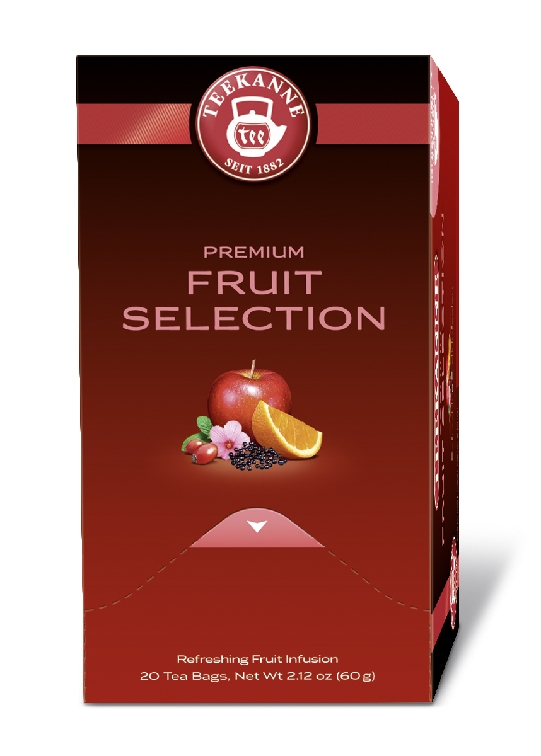 Teekanne Premium FRUIT SELECTION, Inhalt: 20 Beutel à 1,75 Gramm, Fruchtiger und erfrischender Mix.