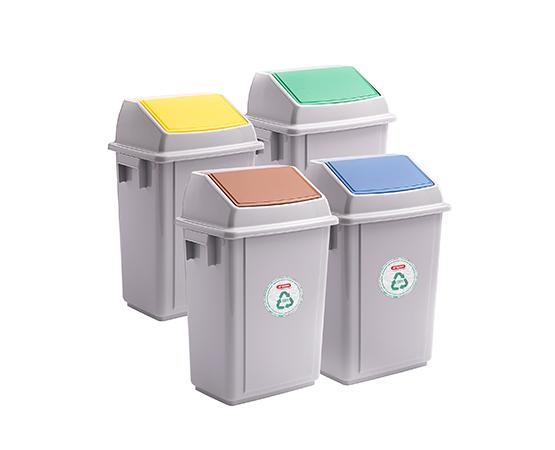 Araven Bolero Bin Recycling, 40L, Deckel in der Farbe Gelb, Länge 435mm, Breite 300mm, Höhe 635mm
